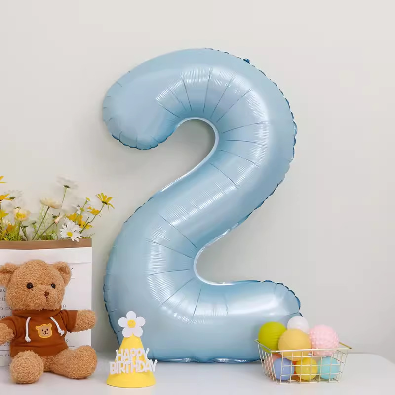 40inch アルミフィルムデジタルバルーン ベビーブルーピンク 女の子の誕生日シーンの装飾 ベビー123歳の誕生日の装飾|undefined
