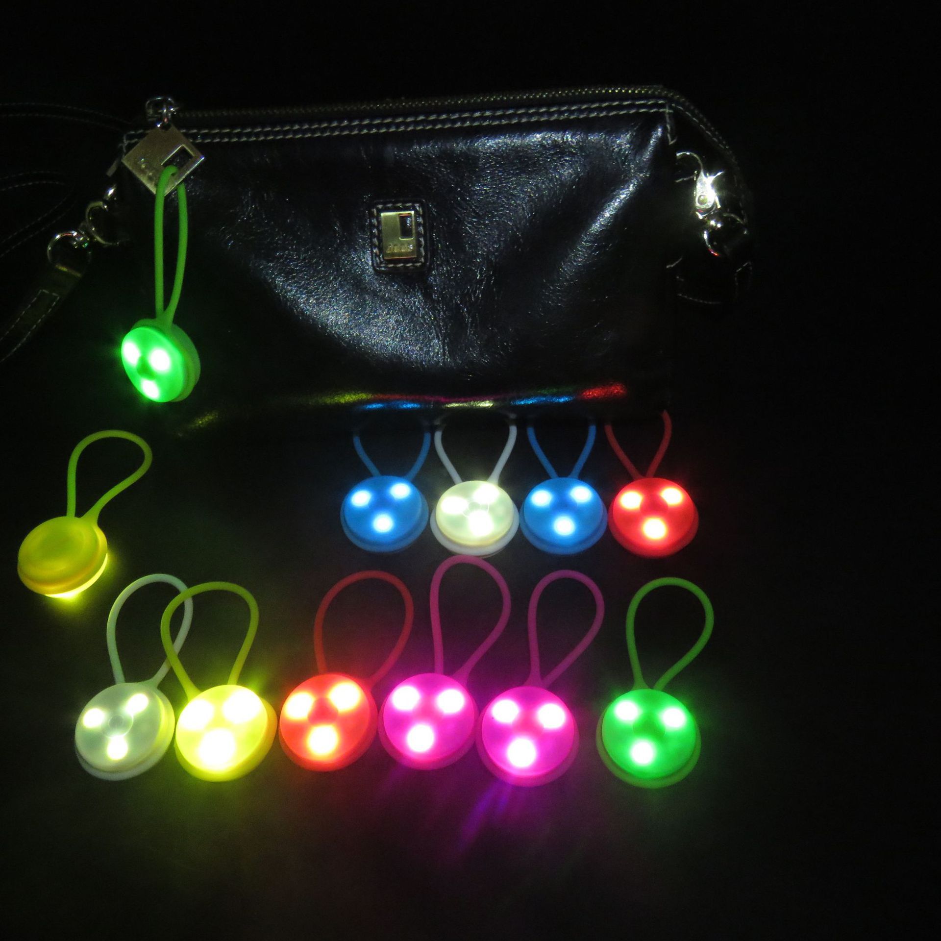En stock mochila de silicona redonda luz de advertencia de seguridad para correr al aire libre luz colorida flash LED mochila redonda Luz
