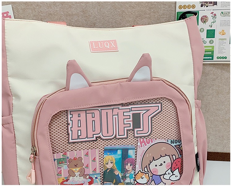 The new cute cartoon printed student bag with a large capacity and transparent student storage single-shoulder bag is selling well for women undefined