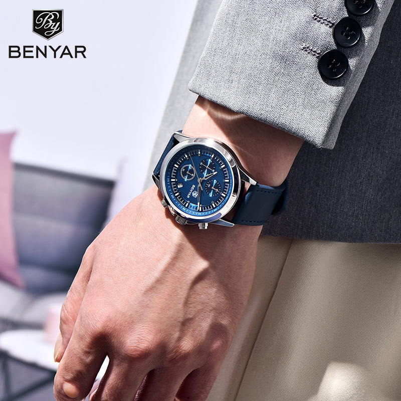 BENYAR Reloj de hombre cronógrafo multifunción calendario deportivo impermeable reloj de cuarzo de negocios BY5210
