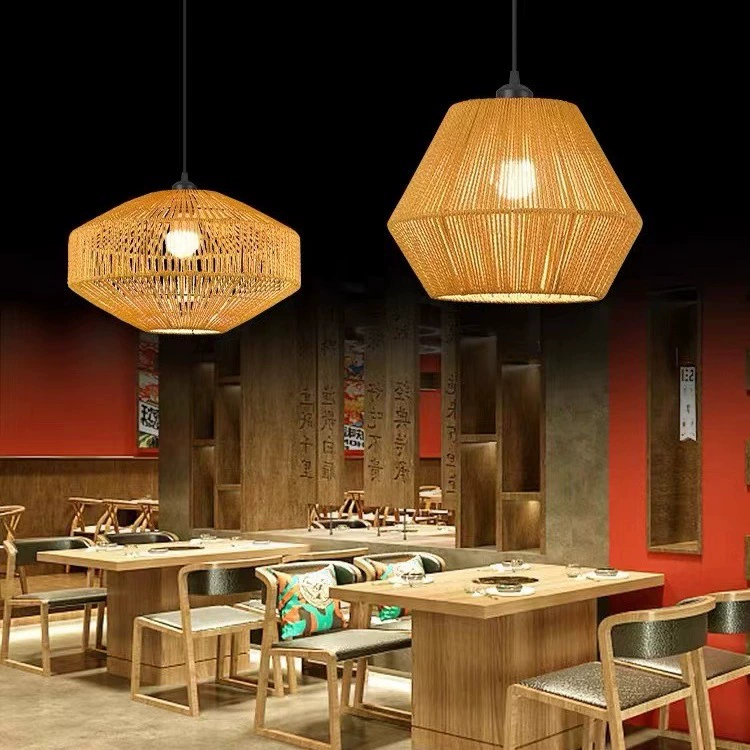 Retro ceiling lamp for living room for bedroom, coffee creative woven lights