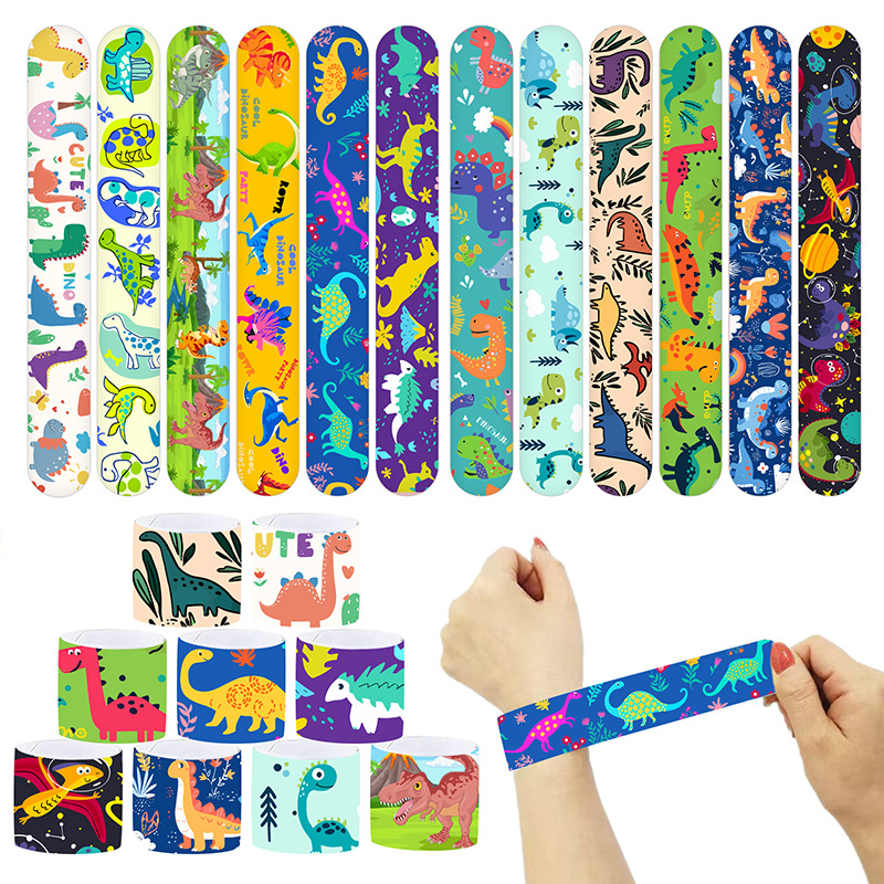 Amazon nuevo dinosaurio temático fiesta collar PVC dibujos animados para niños pulsera