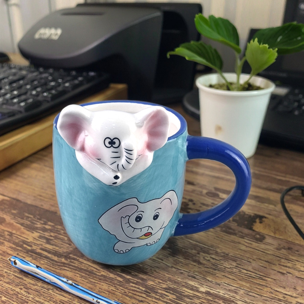 Creatividad transfronteriza 3D elefante taza de cerámica animal encantadora dibujos animados de alto valor práctico regalo de cumpleaños creatividad