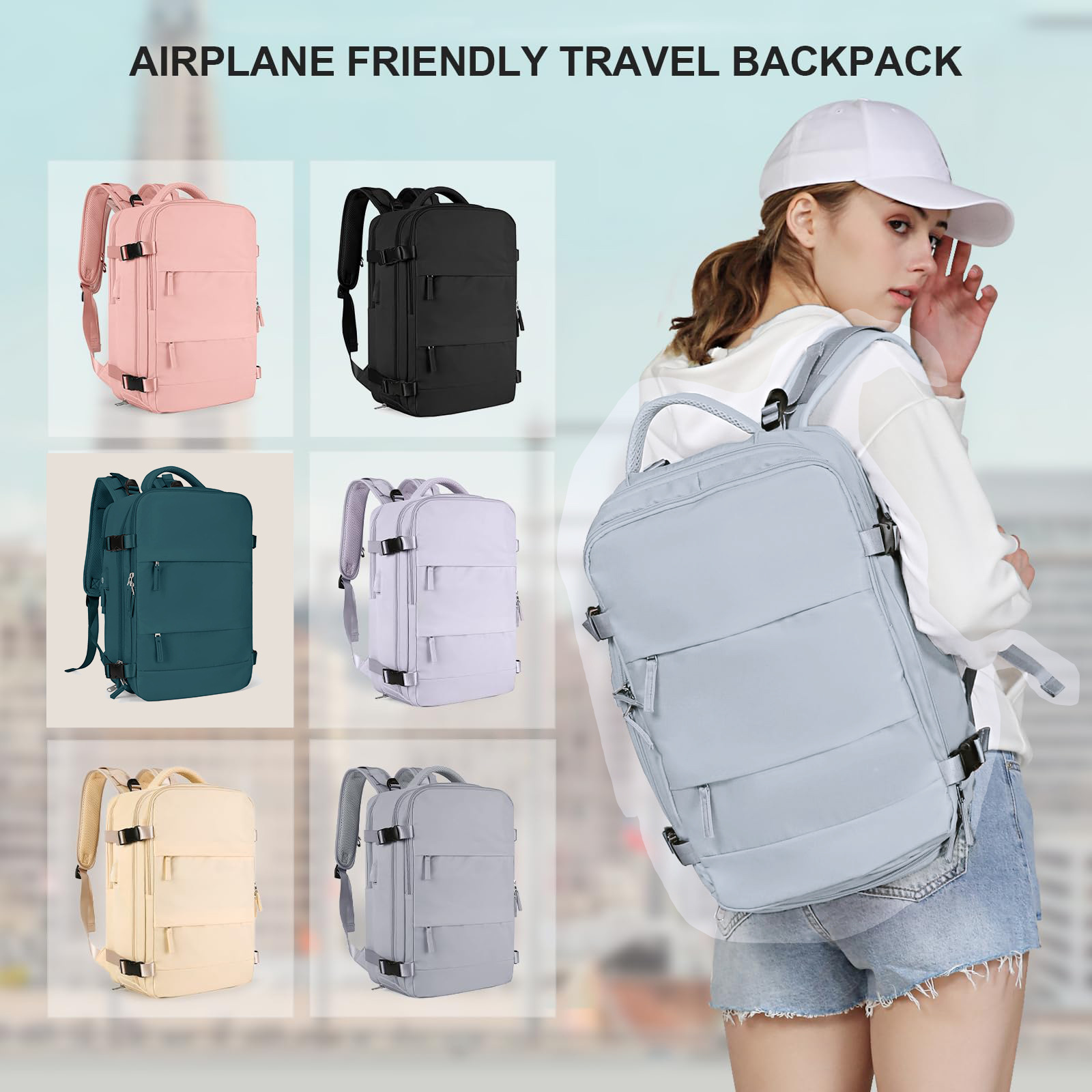 2100g Weight Nylon Lining Material Zipper Closure Type Double Shoulder Straps Strap Type Functional Backpack Bags Type Daily, Street, Shopping Occasion Nylon Material Waterproof Function Laptop Backpack Backpack Solid Color Pattern All Seasons Season Unisex Gender Elegant, Streetwear Style Square Shape Travel Backpack Girls Large Capacity Multi-Functional Luggage Backpack Short Trip Business Travel Bag 26