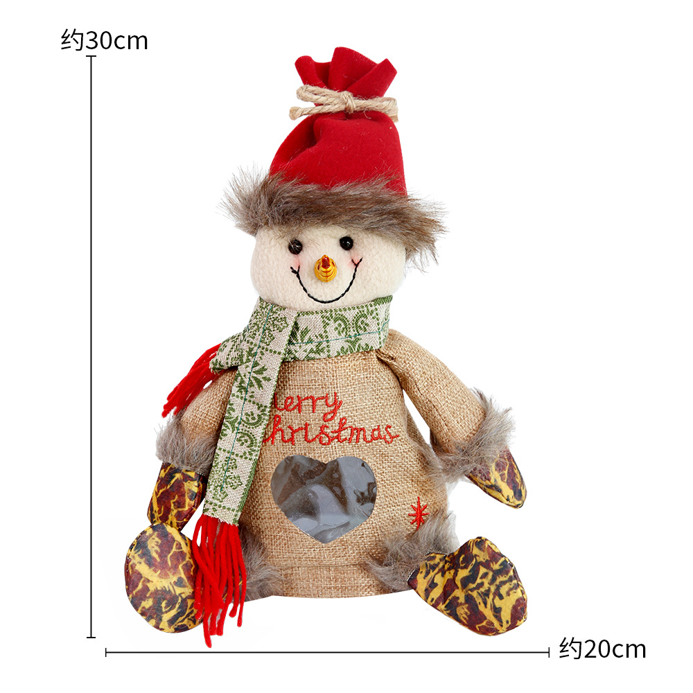 Decoraciones navideñas de terciopelo bolsas de manzanas muñecas bolsas de regalo navideñas de dibujos animados bolsas de dulces transparentes adornos