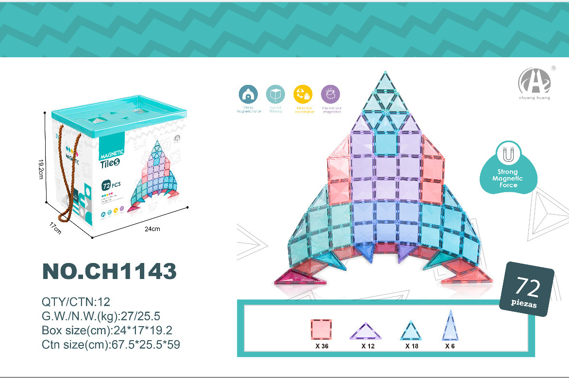 7.5CM 다이아몬드 표면 컬러 창 자석 시트 72P