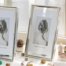 12寸16寸现代简约轻奢银色金色黑色金属大相框摆台摆件照片A4