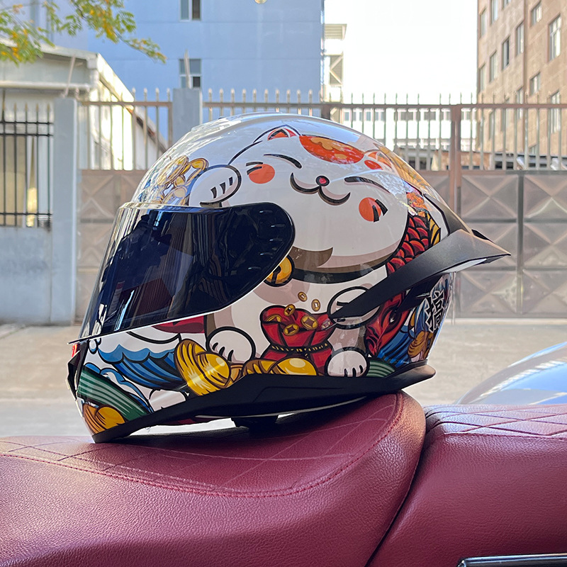 Casco de motocicleta Orz para hombres y mujeres, casco integral de verano con gran alerón trasero para todas las estaciones, certificado por DOT, transfronterizo.