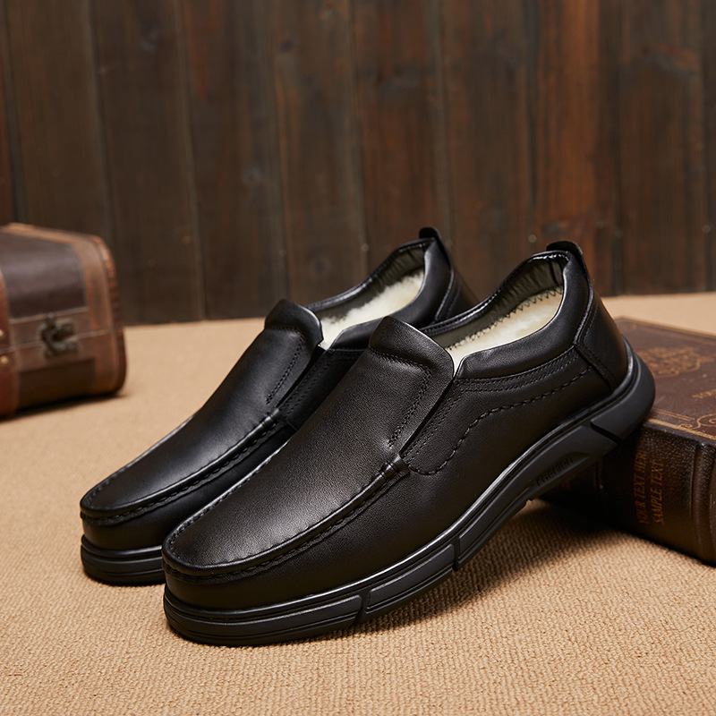 Scarpe casual invernali da uomo in vera lana morbida e pelle, calde e comode_voghion.com