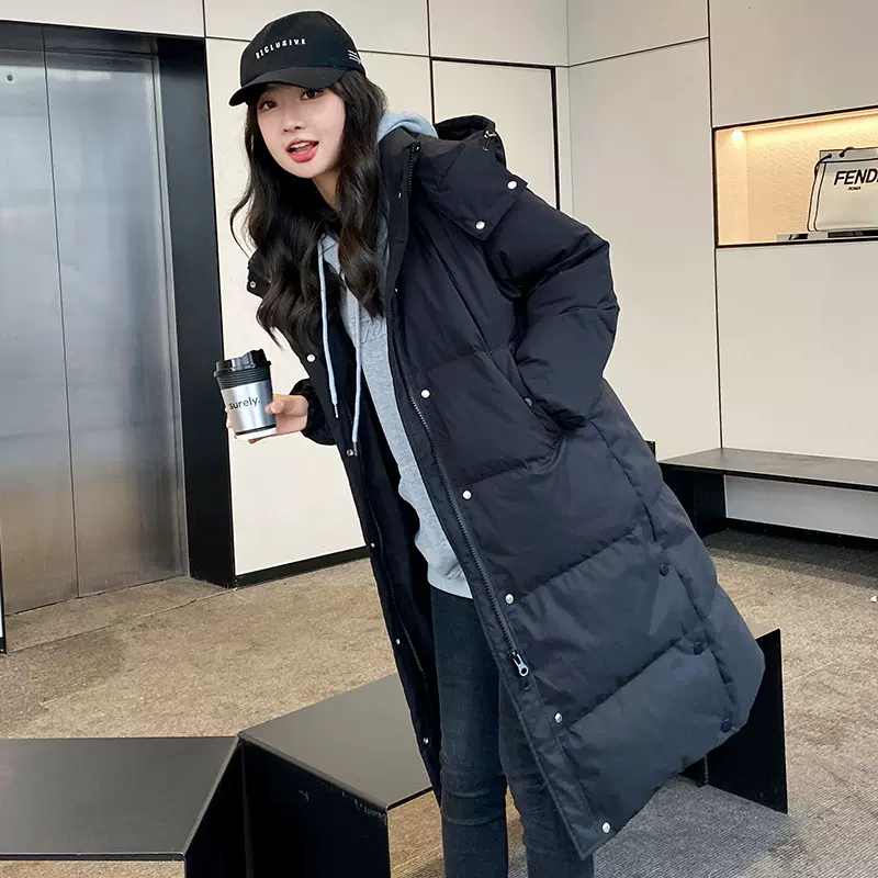 定制羽绒服女中长款2025新款90白鸭绒加厚大码情侣男冬季外套保暖