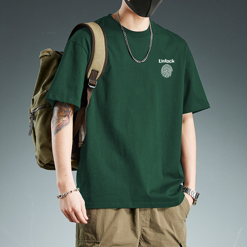 White Men's T-Shirt Short Sleeve 2024 New Summer Hong Kong Style Trendy Couple's Top Loose Top