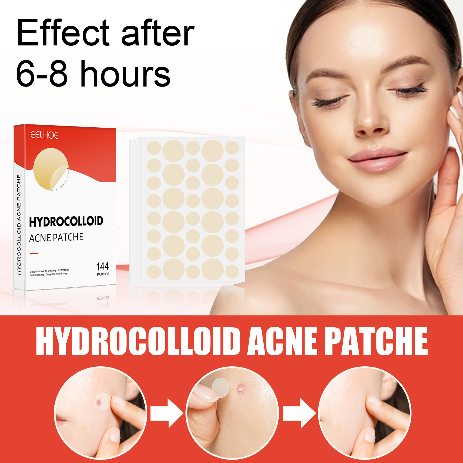 EELHOE Hydrocolloid Acne Patch Invisible Makeup Closed Acne Patch Cleansing Acne Waterproof Breathable Acne Muscle Repair Patch