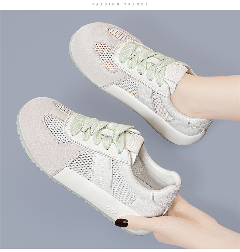 Giày sneaker nữ đế dày phối màu thời trang xuân hè 2026, lưới thoáng khí — 7115 Màu xanh lá cây, 7115 Màu vàng, 7115-1 Trái cây xanh, 7115 -1 Màu vàng chi tiết 9