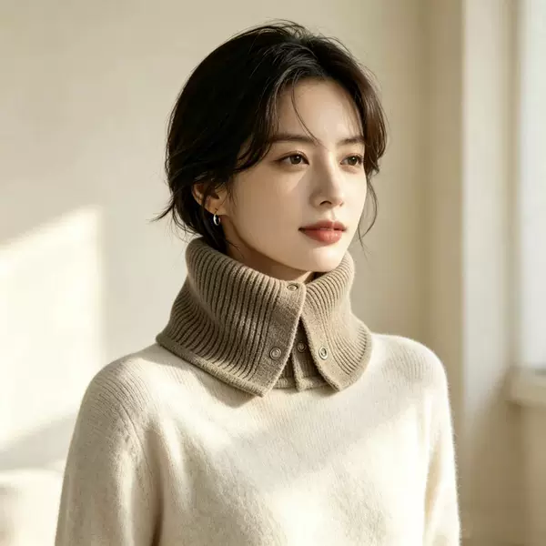 2026 Autumn/Winter Knitted Detachable Collar Neck Warmer with Snap Buttons, Unisex Sweater Collar, Down Jacket Anti-Dirt Neck Cover