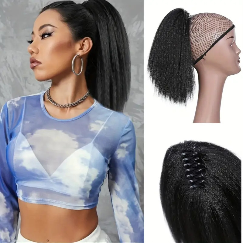 TEMU Explosions African Wig Horsetail Clamp Horsetail yaki Ponytail Chemical Fiber Corn Whose Horsetail Wig