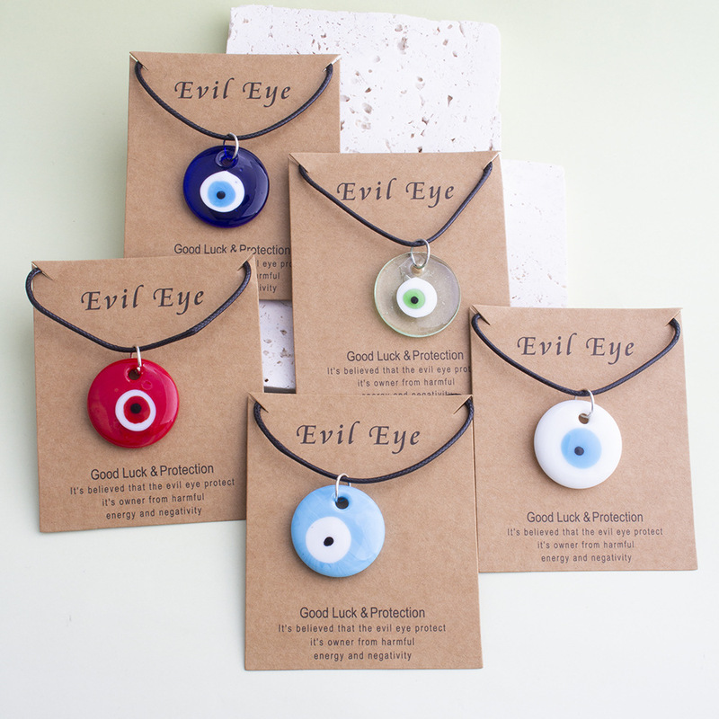 Amazon's Best-Selling Multi-Color Turkish Evil Blue Eye Glass Pendant Necklace Wholesale