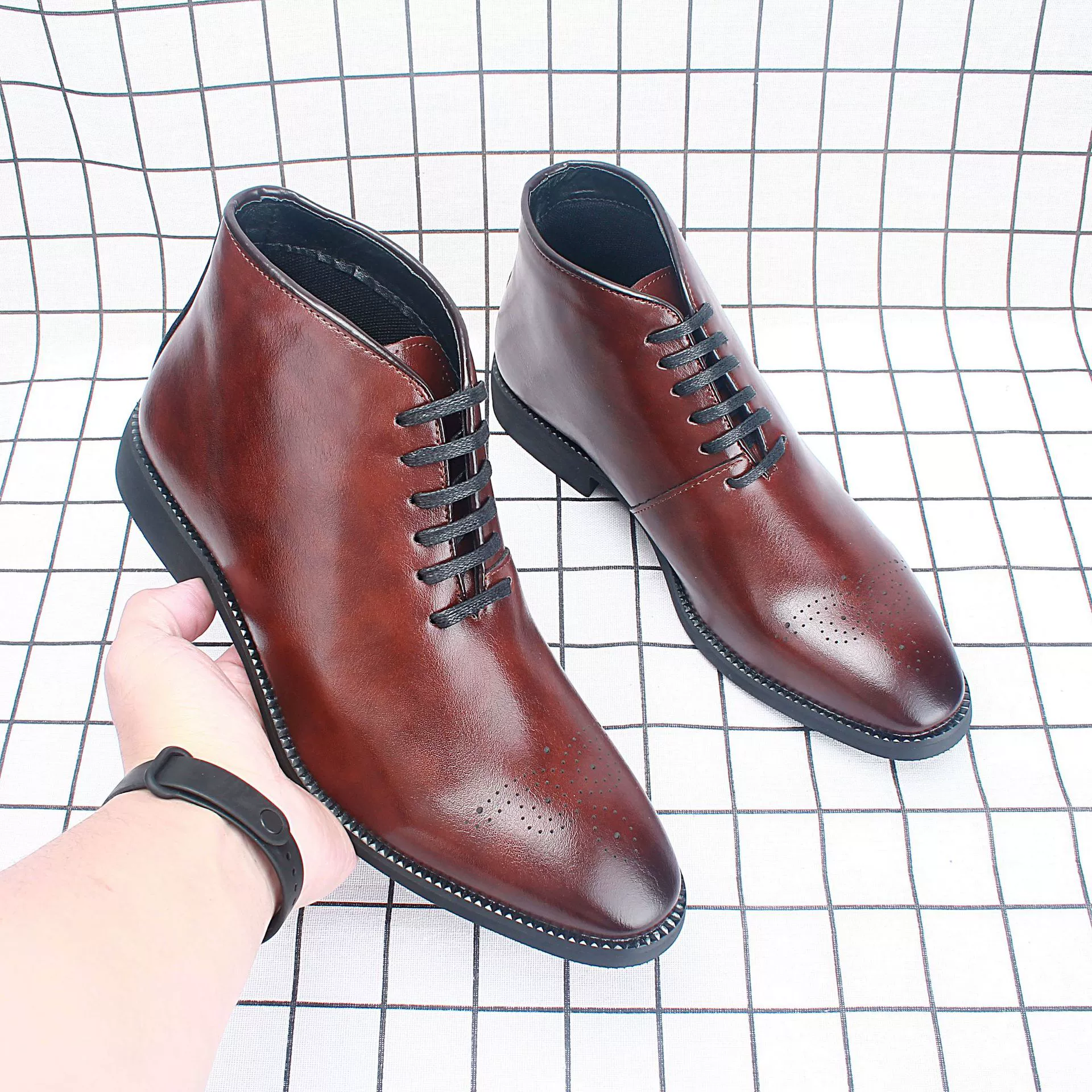 Cross Border плюс размер Британские ботильоны челси Кожаные ботинки на шнуровке Повседневные мужские ботинки 9708