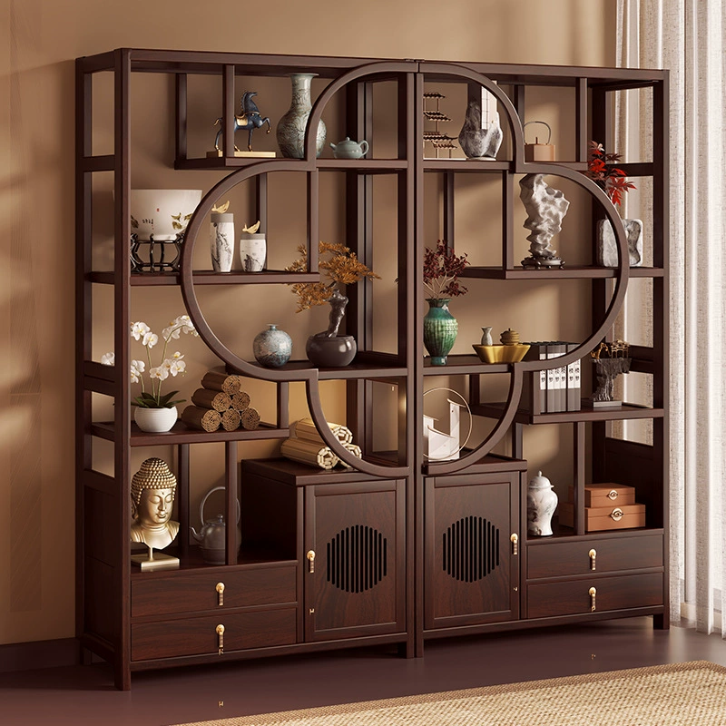 Антикварная полка для офиса, чайная комната, стеллаж для хранения, новый китайский стиль, экран для гостиной, входной винный шкаф, книжная полка с несколькими сокровищами, витрина