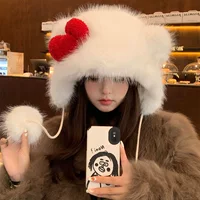 Новая корейская Hello Kitty лук шляпа милые животные мода теплая кТ кошка плюшевая шляпа осенняя зимняя женщина