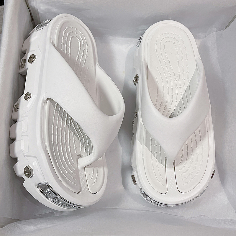 European Station 2025 New Style Platform Cave Shoes Thick Sole Men's Couple Baotou Slippers Women's Non-Slip Deodorant Sandals