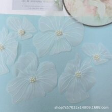 电脑刺绣珠片贴花订珠花片蕾丝衣领装饰双层叠片网布胸花服装辅料