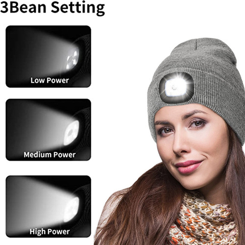 High-End Amazon LED Heating Knitted Hat Night Vision Hat Fishing Hat Glowing LED Knitted Hat Outdoor