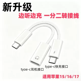 跨境苹果151617充电转接头iPhone15二合一Type-c公转苹果母口快充