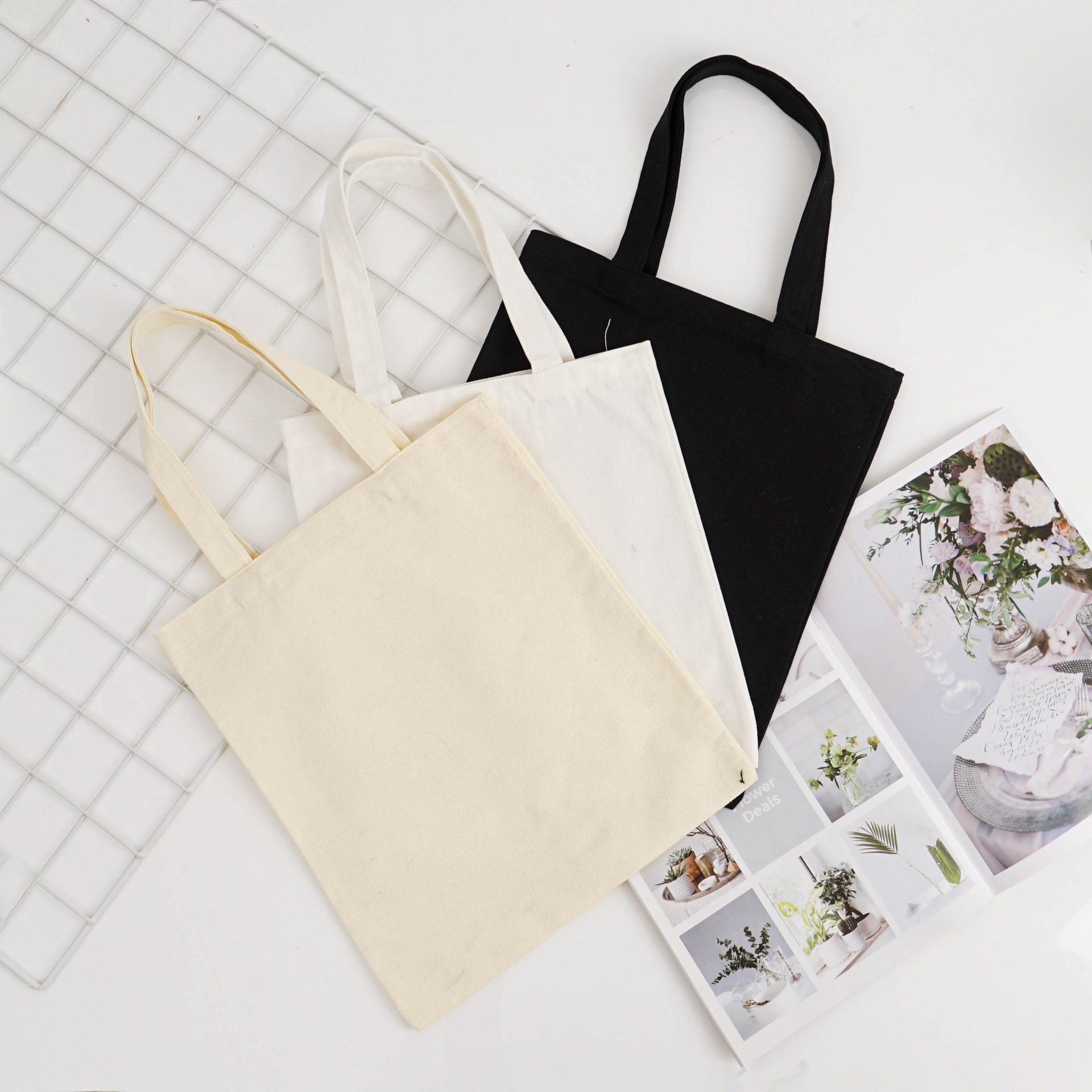 [En stock] blanco protección ambiental bolsa de lona bolsa de compras al por mayor bolsa de lona publicidad bolsa de algodón logotipo personalizado