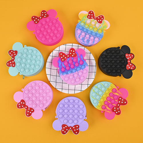 Amazon Cross-border Hot-selling Lovely Bowknot Educational Silicone Bag Fashion Children's Silicone Shoulder Money Storage Bag 