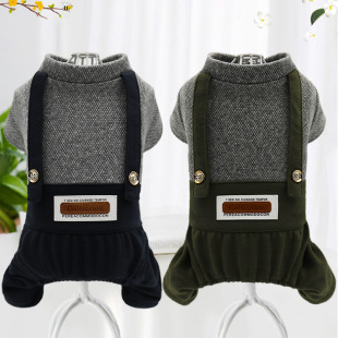 New dog suspender pet spring, autumn and winter clothes teddy bear puppy cat suspender knitted four-legged clothes