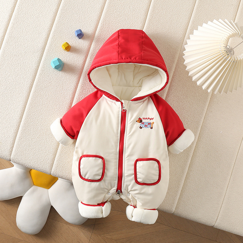 Invierno mameluco grueso con capucha recién nacido, hombres y mujeres, bebés, niños pequeños, invierno cálido, perro salchicha, traje grueso de algodón