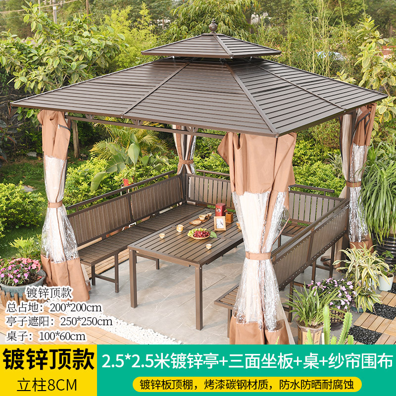 Pabellón al aire libre techo galvanizado pabellón tienda de campaña villa patio jardín terraza punto escénico ocio sombrilla gran cobertizo