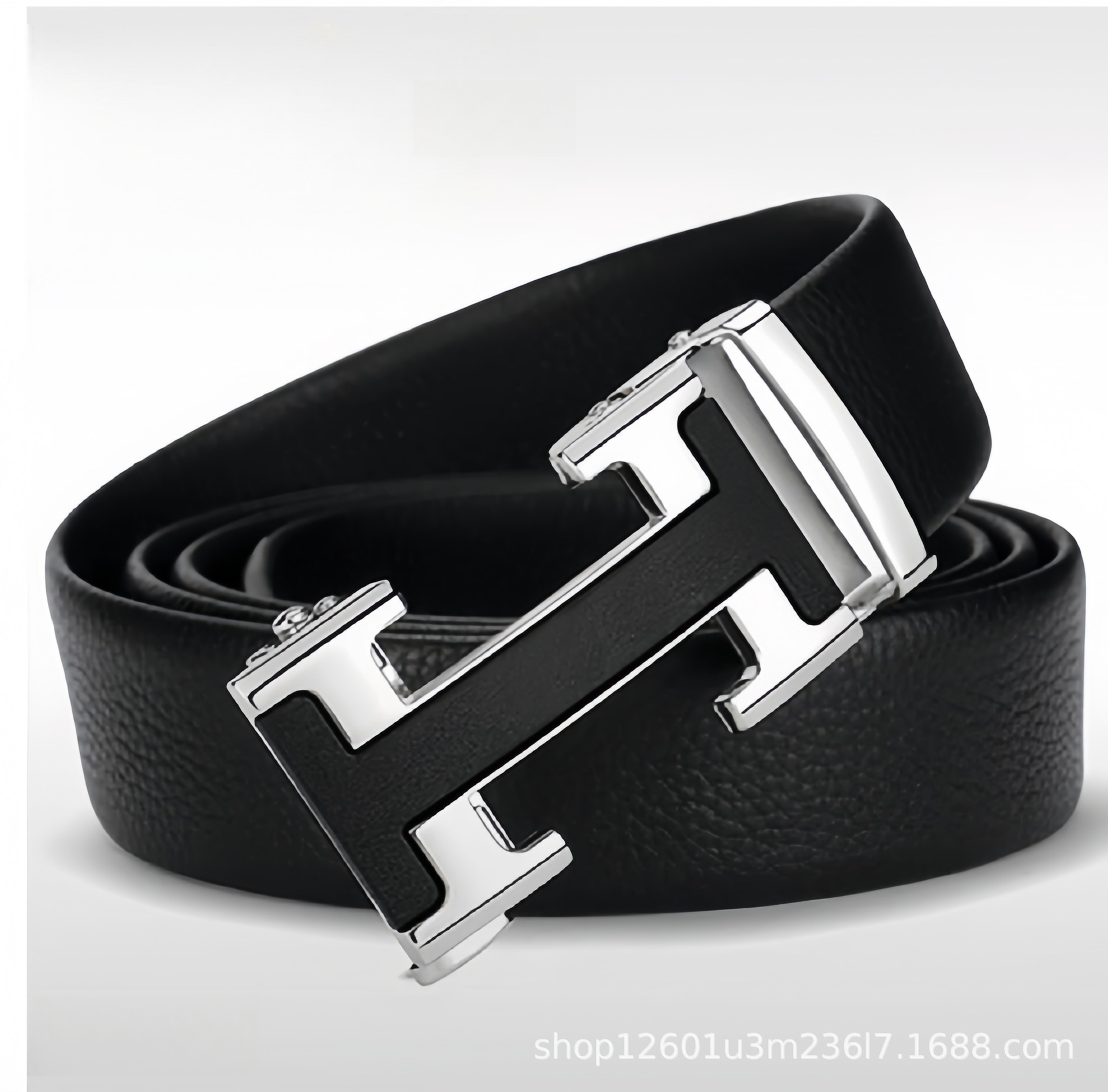 Top-grain Leather Men's Belt with H Buckle Genuine Cowhide Automatic Buckle Youth Simple Fashion Waistband