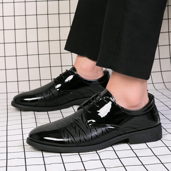 Leather Shoes Men's Spring and Autumn Business Dress Casual Shoes Youth Wedding Shoes Best Man Men's Shoes Fashionable British Men's Leather Shoes