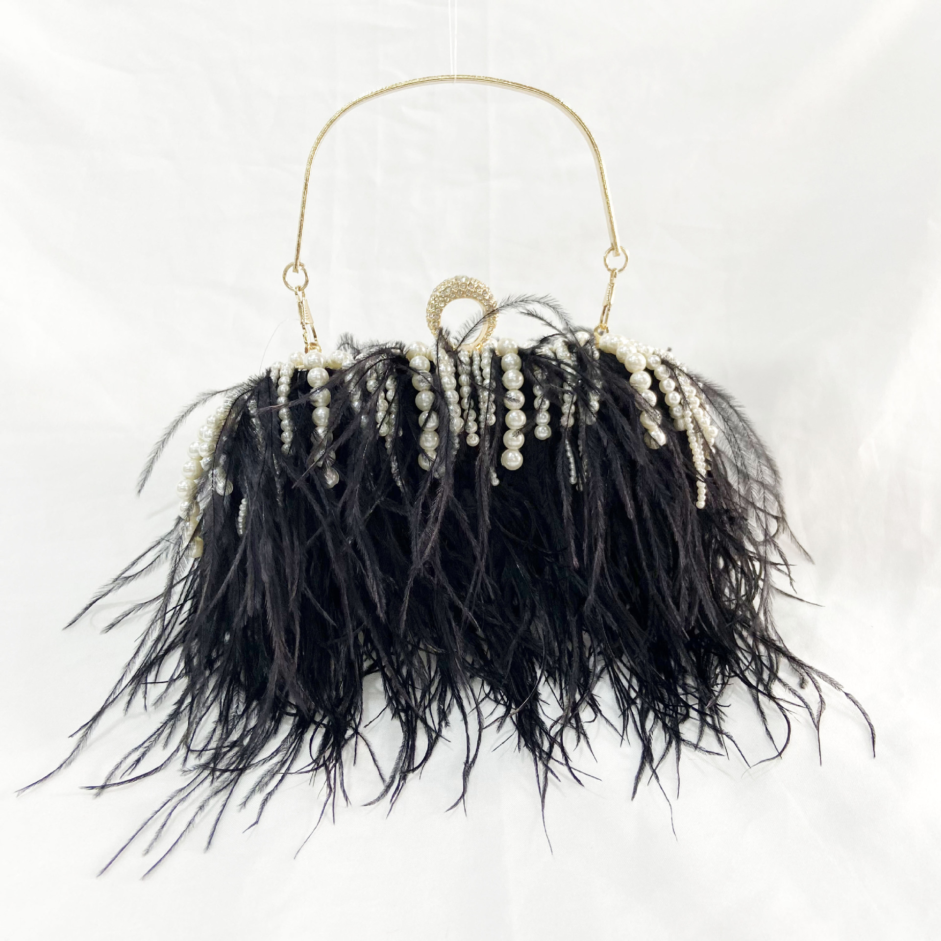 Autumn&Winter Season Women'S Gender Tassel, Pearl Design Light Grey Black Pink Polyester Solid Color Tassel Pearl Square Evening Bags