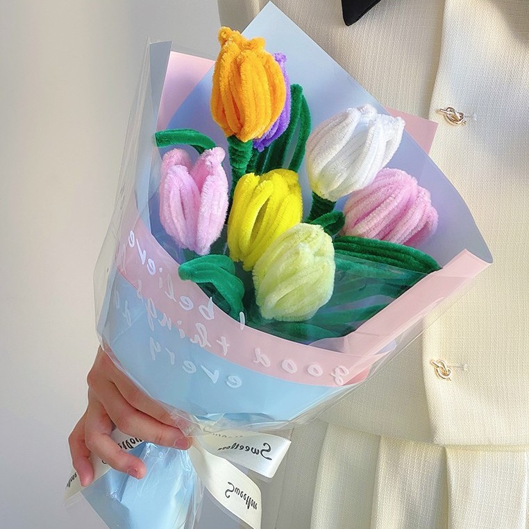 手工扭扭棒花束零基础自制DIY材料包自制郁金香手捧花束成品颜色