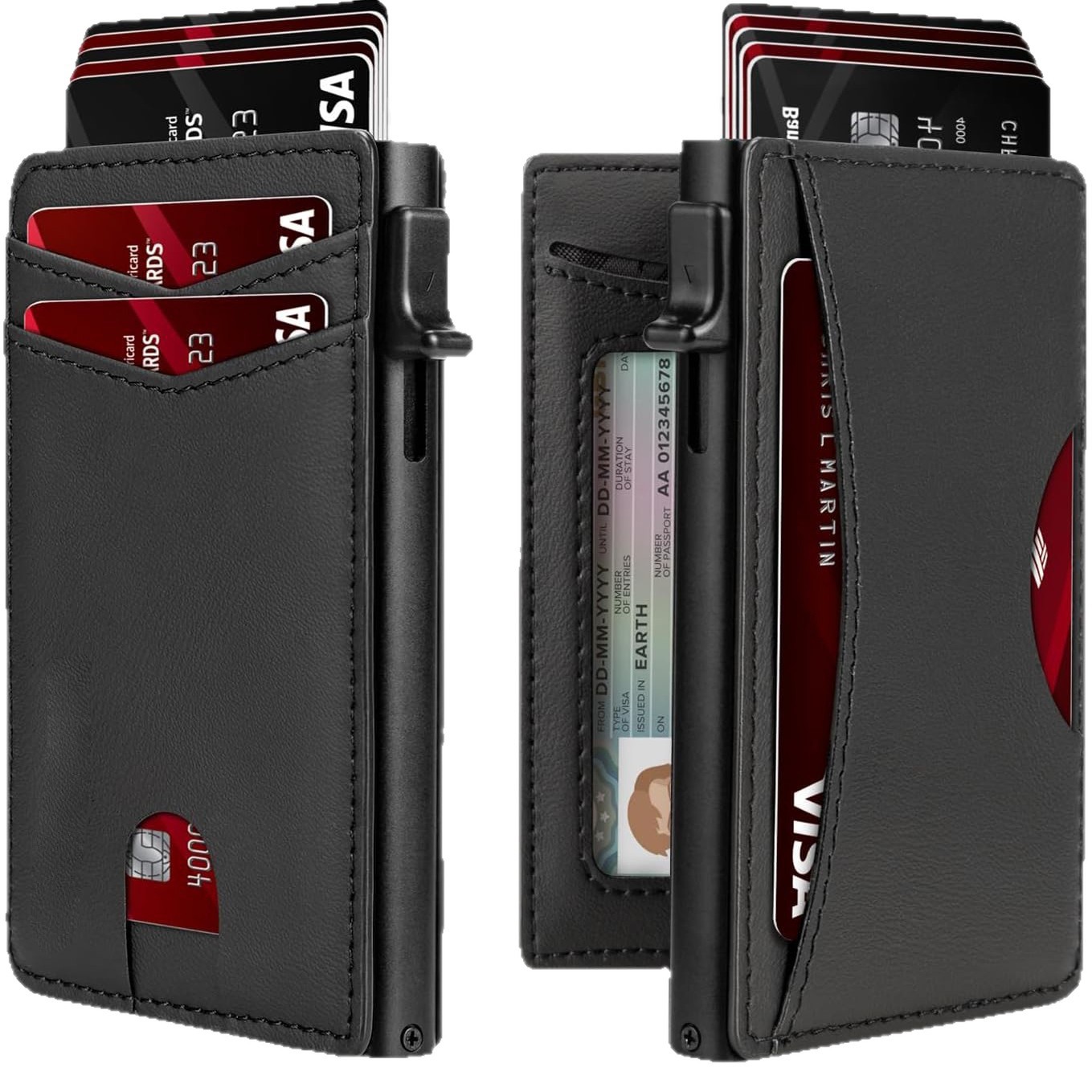 Personalizado empuje lateral transfronterizo cartera de tarjetas de gran capacidad corta RFID anti-robo multi tarjeta cartera de negocios doble plegable cartera de hombre