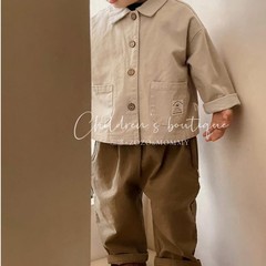 男童春秋日系高级棉标翻领外套秋季婴幼童男女宝开衫好看外套