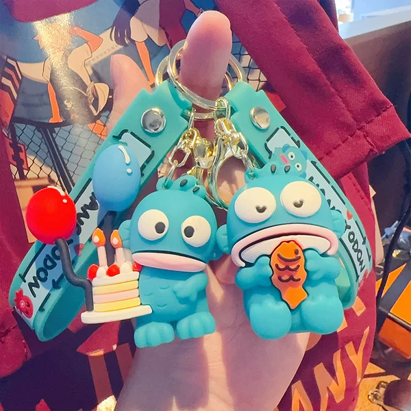 Cute Clown Fish Keychain Creative Cartoon PVC Doll School Bag Pendant Car Key Ring Hanging Small Gift