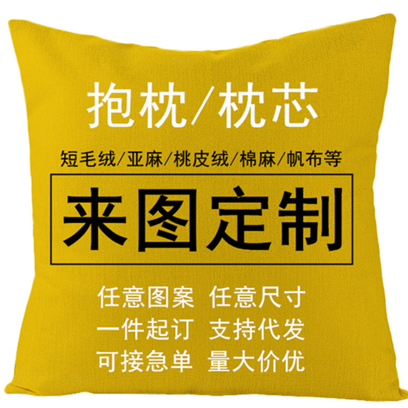 来图定制抱枕企业logo礼品靠枕跨境防水靠垫家居用品定做枕头套
