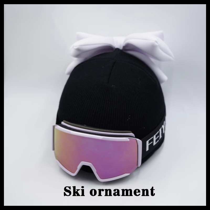 3D White Double Layer Bowknot Ski Helmet Cover