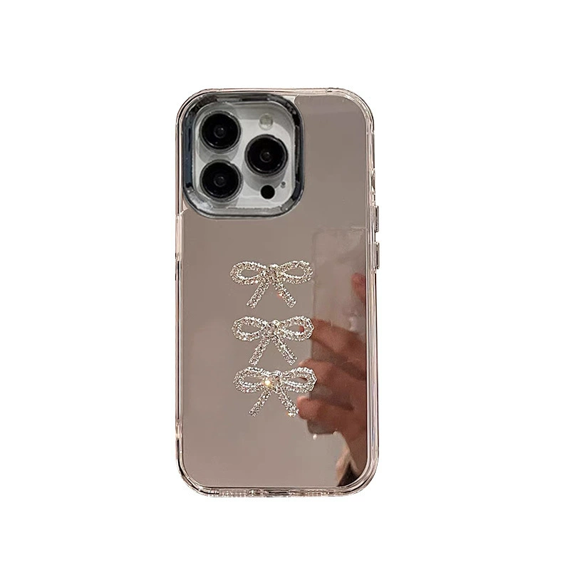 Apple, совместимый iPhone 17, чехол для телефона с бантом, 17promax, зеркальный эффект, iphone, стиль высокого качества