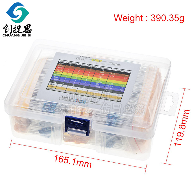 0.25W全系列阻值 1% 元件包 常用130种共2600只 1/4W金属膜电阻包
