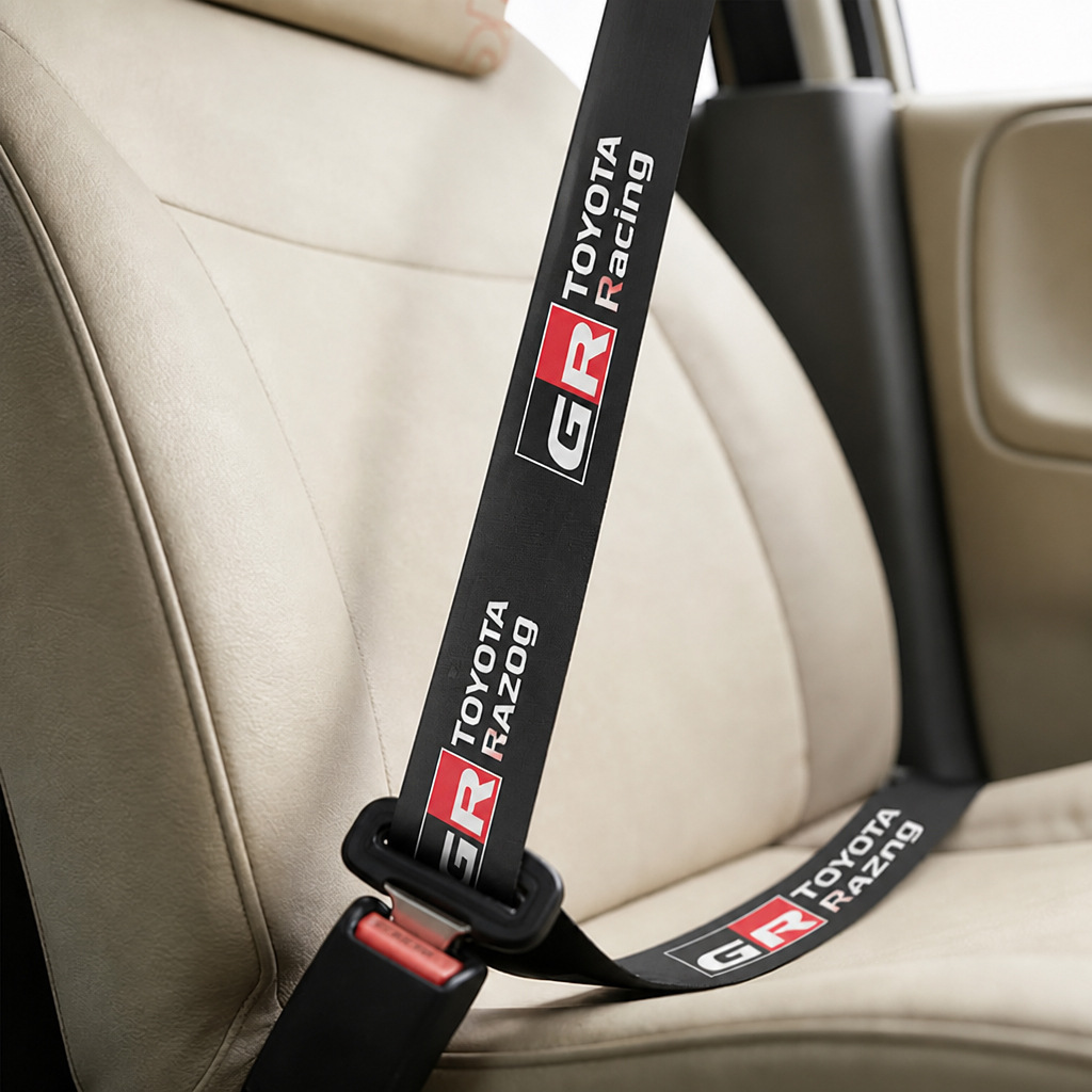 JDM universal car seat belts with logos, high-quality nylon seat belts, suitable for most cars, and available for drop shipping