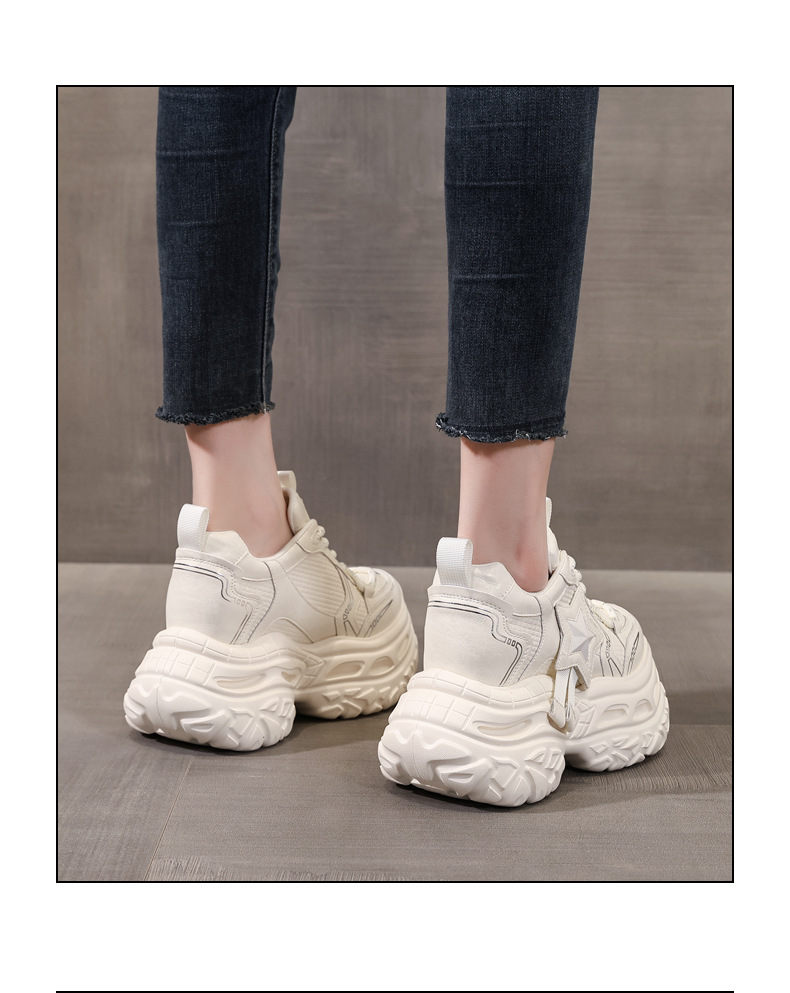 Giày sneaker chunky đế dày tăng chiều cao nữ, đế 9cm — đen chi tiết 15