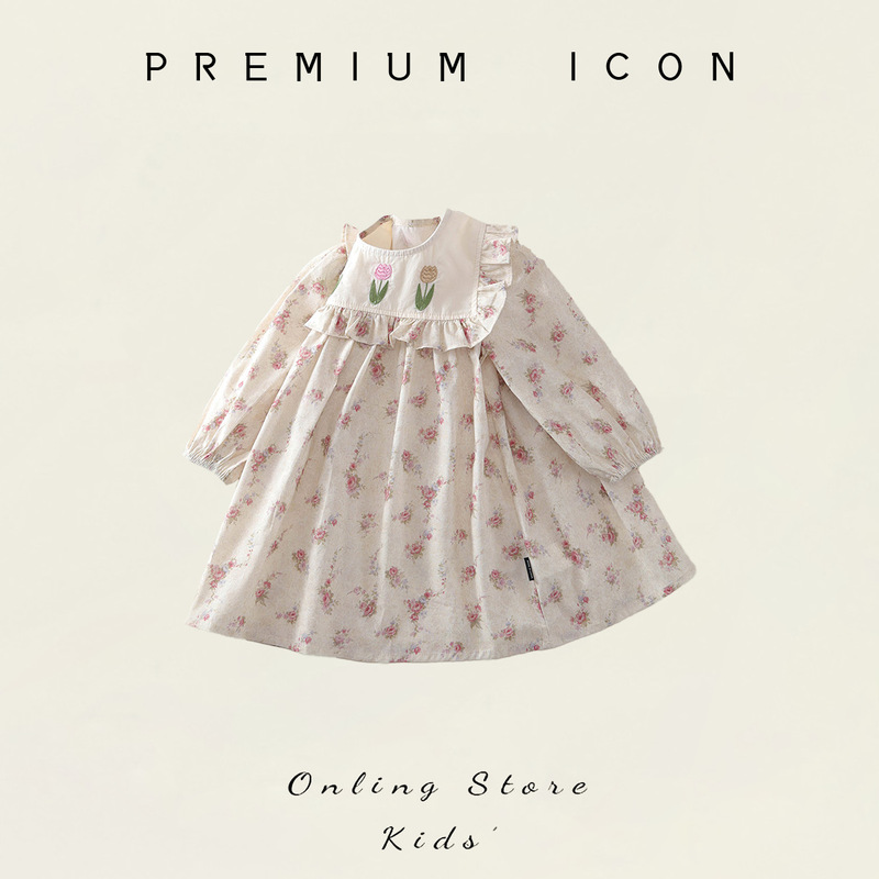 2026 Spring and Autumn New Children's Long-Sleeve Dress for Girls, Pastoral Style Embroidered Lace Dress, One-Piece Wholesale 2026 Spring and Autumn New Children's Long-Sleeve Dress for Girls, Pastoral Style Embroidered Lace Dress, One-Piece Wholesale