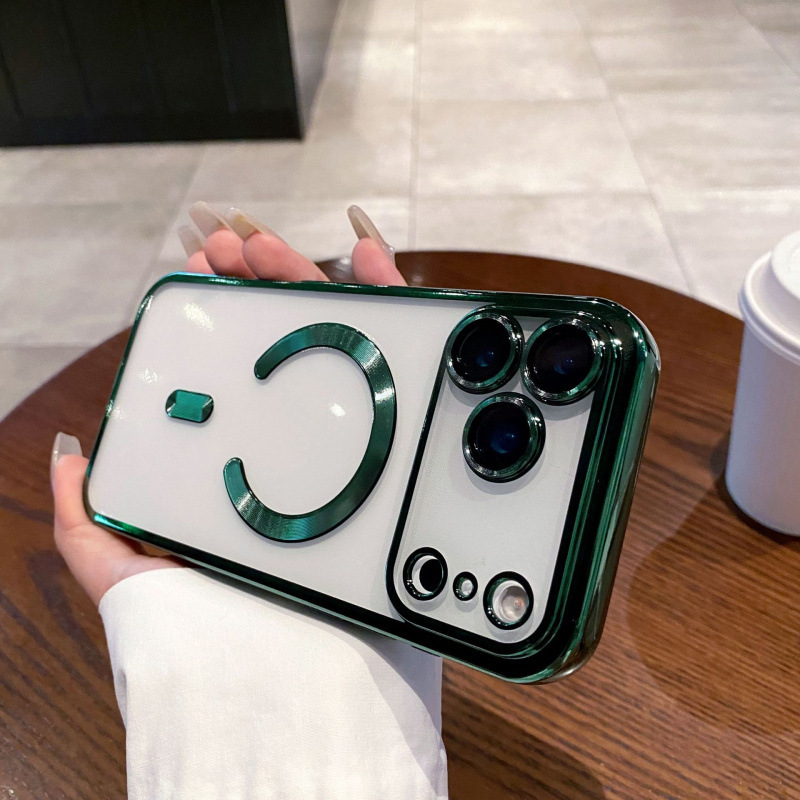 适用iPhone17PROMAX手机壳电镀磁吸带镜头膜苹果17Air透明防摔套|undefined