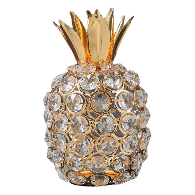 Venta caliente de oro cristal decoración del hogar creativo manzana piña pera fruta salón artesanía fábrica al por mayor