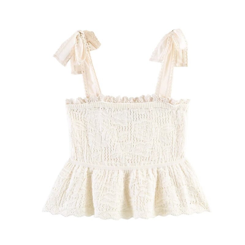 Taop&Za Women's 2026 Summer Lace Tube Top Camisole with Bow Decoration Knitted Top 6236029 Taop&Za Women's 2026 Summer Lace Tube Top Camisole with Bow Decoration Knitted Top 6236029