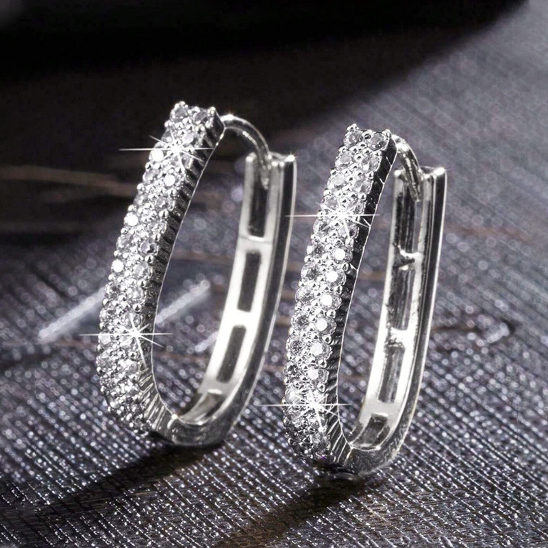 Geometric U-shaped Hoop Earrings Shiny Slimming Gold Jewelry_voghion.com
